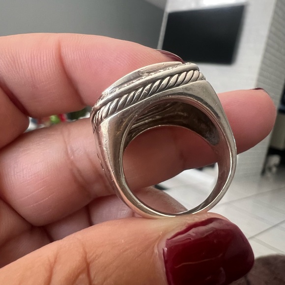 David Yurman diamonds Albion faceted gold ring sz 7 - Picture 4 of 11